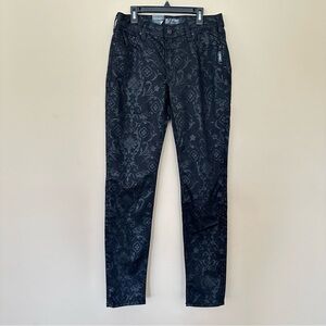 Silver Jeans W30 L31 Super Skinny Floral Brocade Black Mob Wife Embroidered Pant